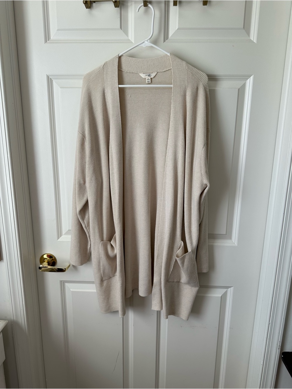 Terra & Sky Cream Long Open Cardigan Size 3X